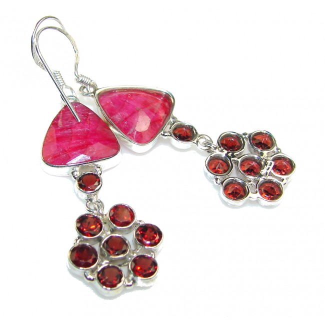 Exotic Red Garnet Sterling Silver earrings