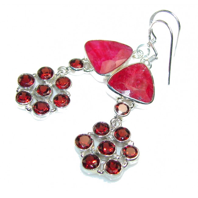 Exotic Red Garnet Sterling Silver earrings