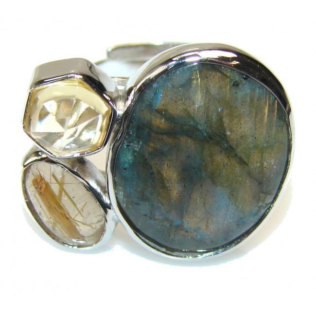 Inspire Labradorite Sterling Silver Ring s. 7 - Adjustable