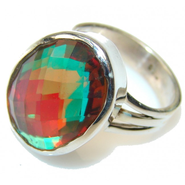 Bring The Heat!! Dichroic Glass Sterling Silver ring s. 7