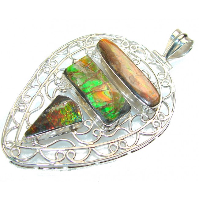 Touch of Life!! Ammolite Sterling Silver Pendant