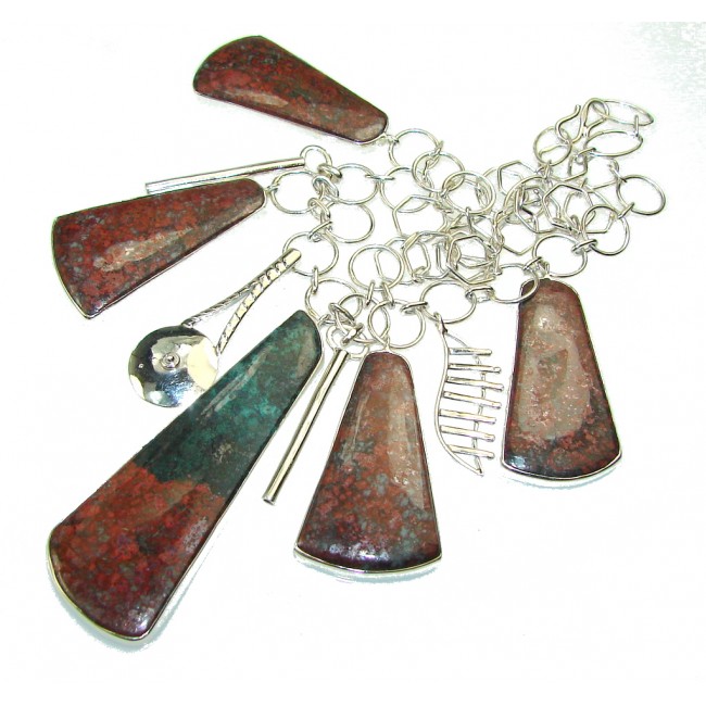 Paths Of Love!! Red Sonoram Jasper Sterling Silver Necklace