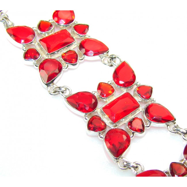 Lovely Design!! Red Quartz Sterling Silver Bracelet