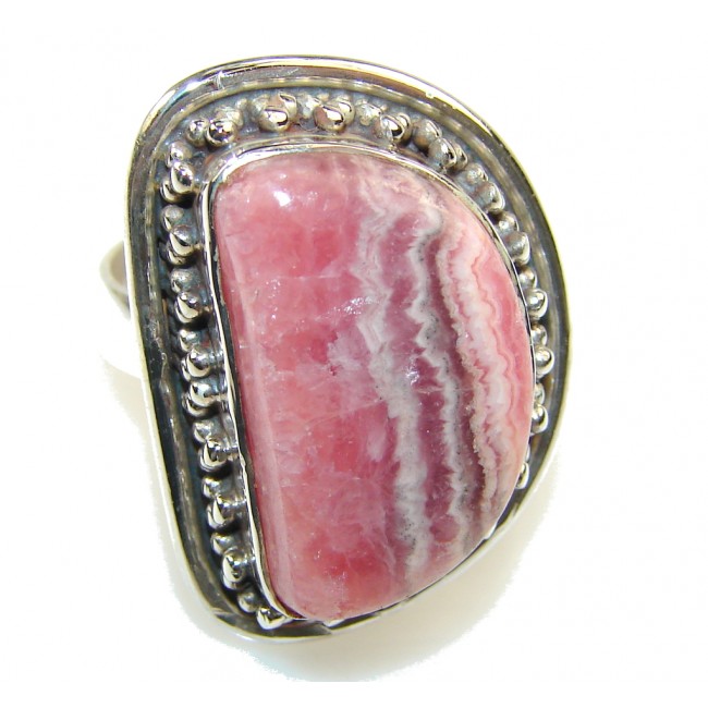 Natural Beauty!! Rhodochrosite Sterling Silver ring s. 7 1/4