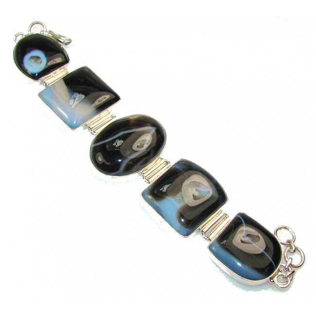 Awesome Design Of Black Agate Sterling Silver Bracelet
