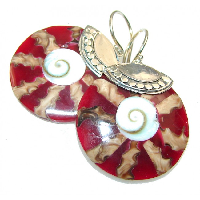 Secret Red Ocean Shell Sterling Silver earrings