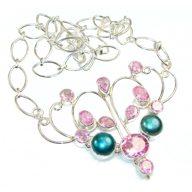 Best Friends!! Pink Quartz Sterling Silver necklace