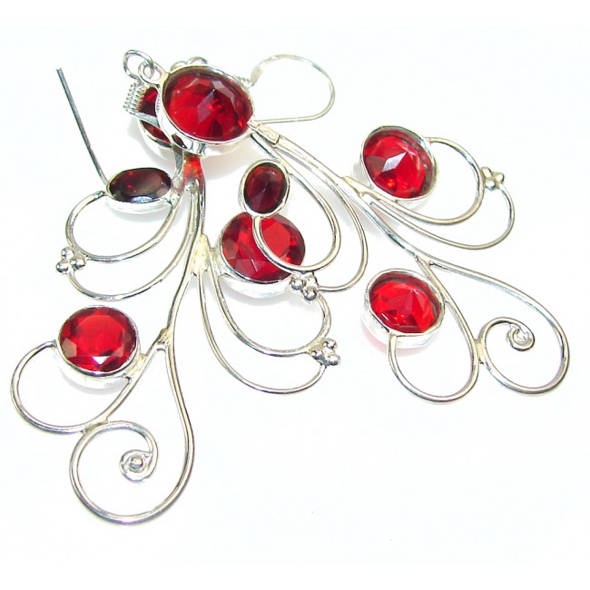 In My Heart!! Red Quartz Sterling Silver Earrings