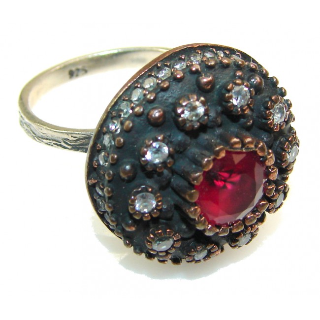 Vintage Design!! Pink Ruby Sterling Silver ring s. 9