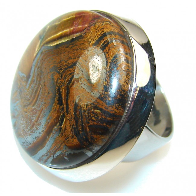 Precious Golden Tigers Eye Sterling Silver Ring s. 5 1/2