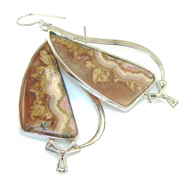 Touch Of Life!! Rhodochrosite Sterling Silver earrings