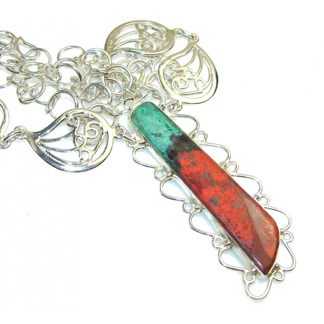 Halo Of Beauty!! Red Sonora Jasper Sterling Silver Necklace