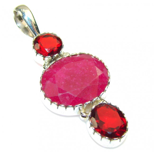 Perfect Pink Ruby Sterling Silver Pendant