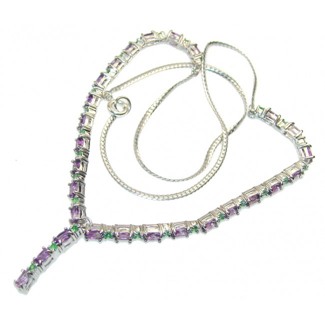 Touch Of Life!! Purple Amethyst Sterling Silver necklace
