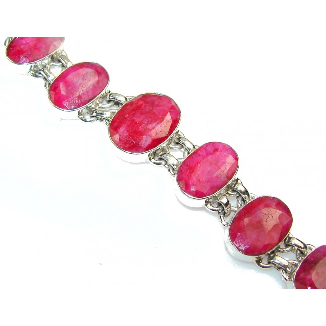 Aura Of Beauty!! Pink Ruby Sterling Silver Bracelet