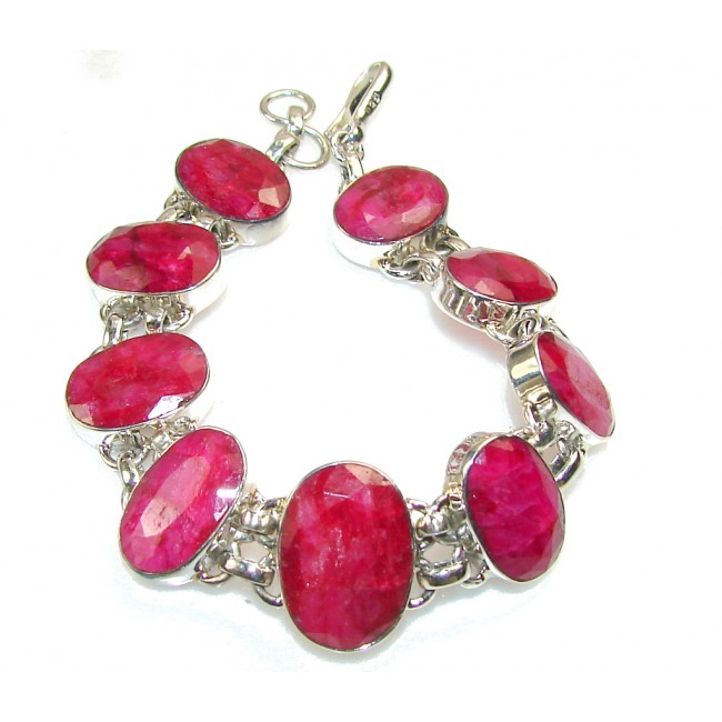 Aura Of Beauty!! Pink Ruby Sterling Silver Bracelet