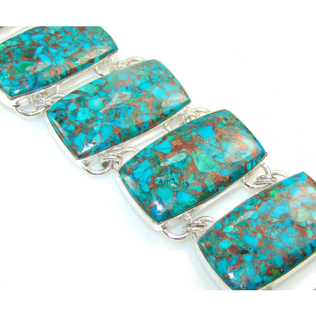 Amazing Crushed Copper Azurite Sterling Silver Bracelet