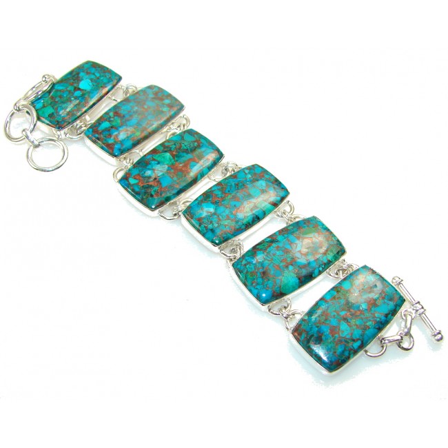 Amazing Crushed Copper Azurite Sterling Silver Bracelet