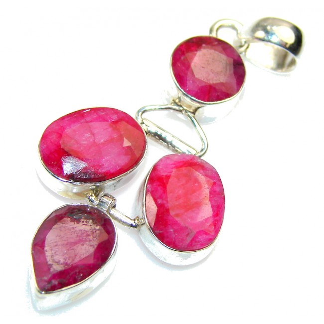 Natural Pink Ruby Sterling Silver Pendant
