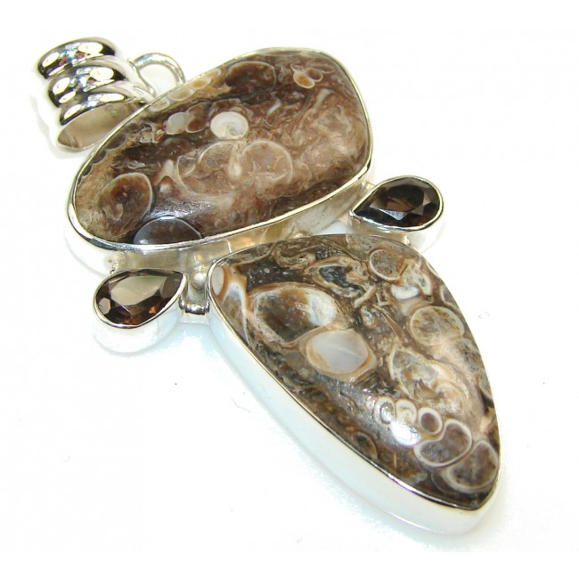 Fantastic Crinoid Fossil Sterling Silver Pendant