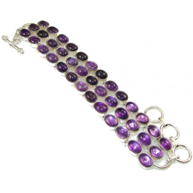 Real Natural Purple Amethyst Sterling Silver Bracelet