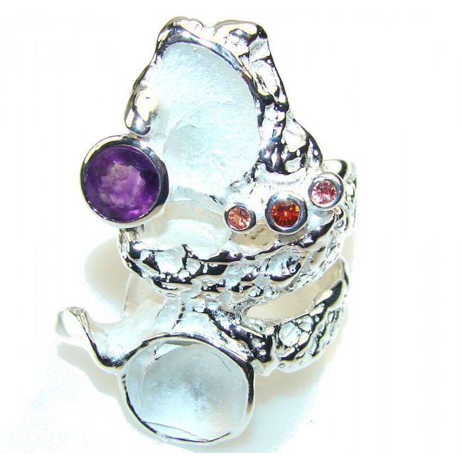 Big!! Amazing Italy Made Purple Amethyst Sterling Silver ring; 7