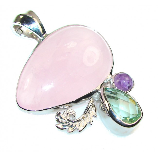 Passion AAA Pink Rose Quartz Sterling Silver pendant