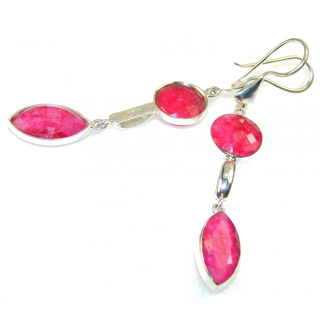 Delicate Pink Ruby Sterling Silver earrings / Long