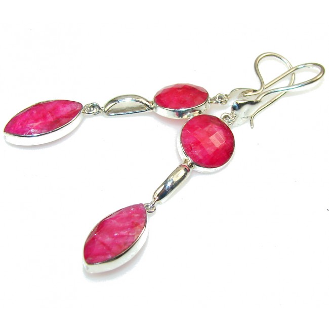 Delicate Pink Ruby Sterling Silver earrings / Long