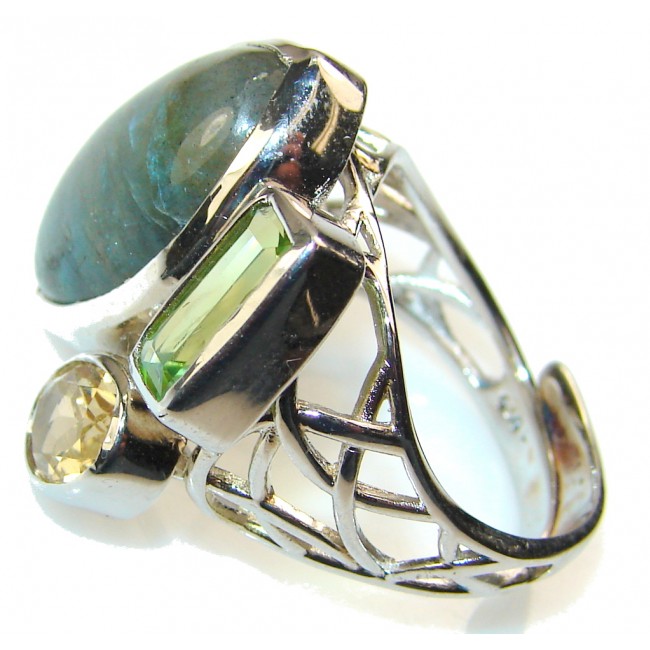 Fantastic Labradorite Sterling Silver Ring s. 8- Adjustable