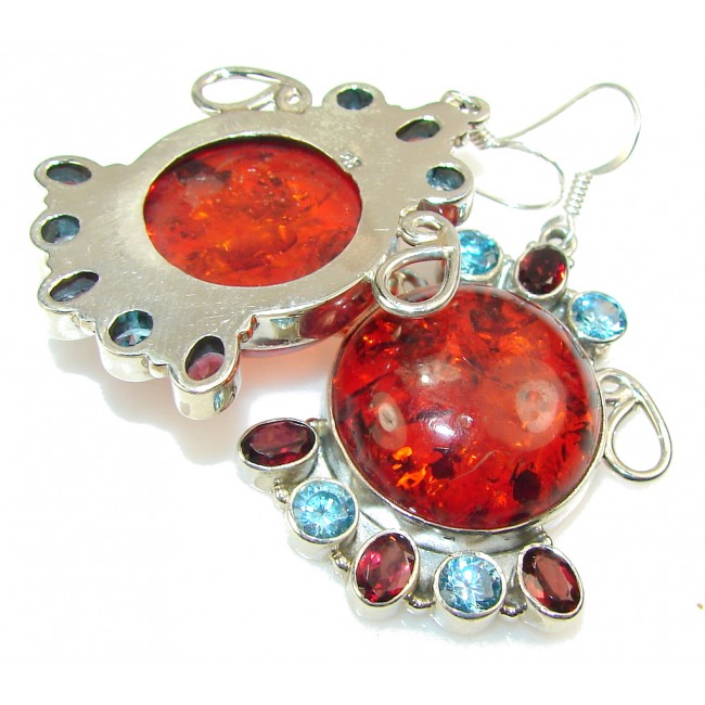 New Pressed Polish Amber Sterling Silver earrings