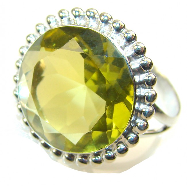 Romantic Created Citrine Sterling Silver ring s. 9 3/4