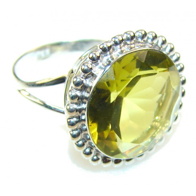 Romantic Created Citrine Sterling Silver ring s. 9 3/4