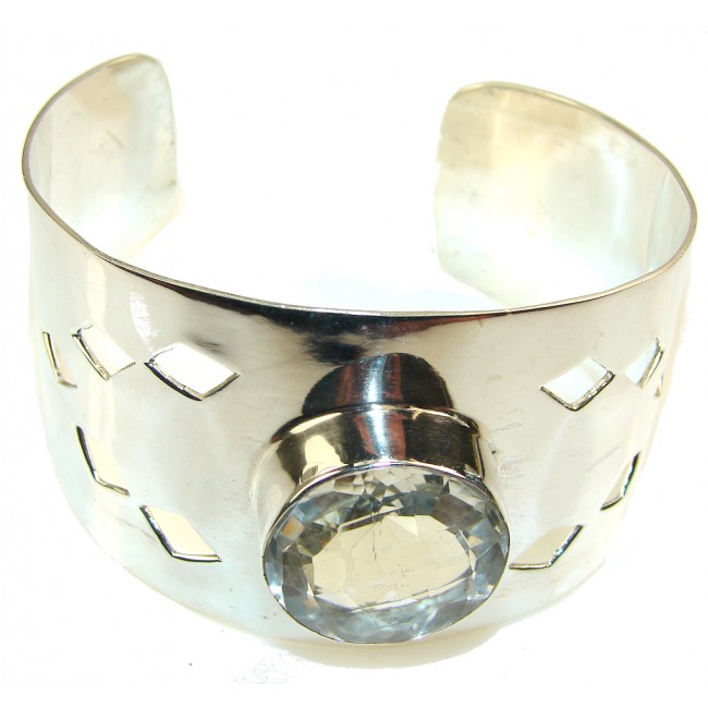 Luxury White Topaz Sterling Silver Bracelet / Cuff