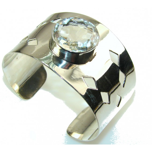 Luxury White Topaz Sterling Silver Bracelet / Cuff