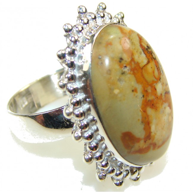 Perfect Wild Horse Jasper Sterling Silver Ring s. 9
