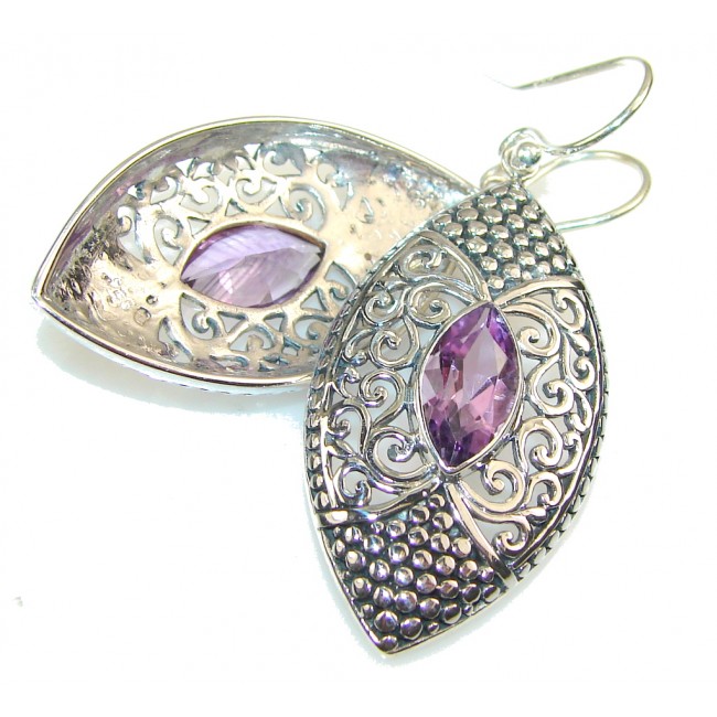 New Design!! Purple Amethyst Sterling Silver earrings