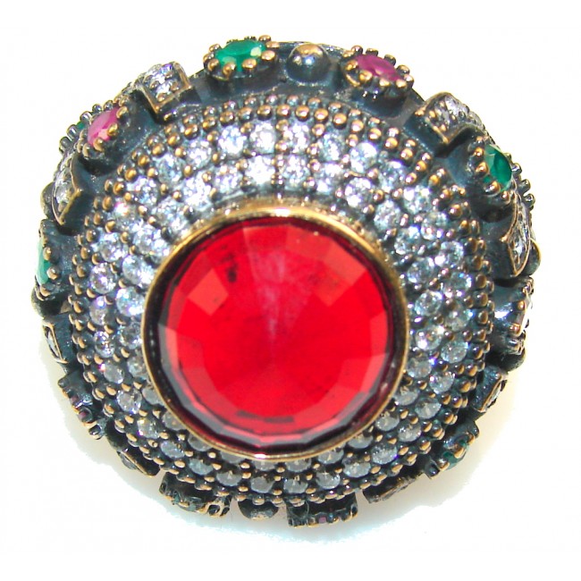 Turkish Design Of Red Quartz Sterling Silver Ring s. 10