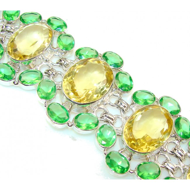 Great!! Green & Yellow Quartz Sterling Silver Bracelet