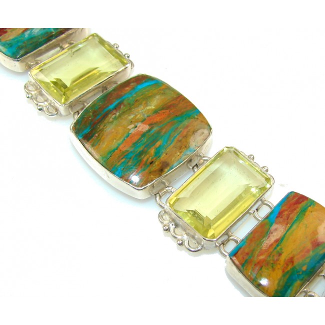 Most Clever!! Natural Peruvian Opal Sterling Silver Bracelet