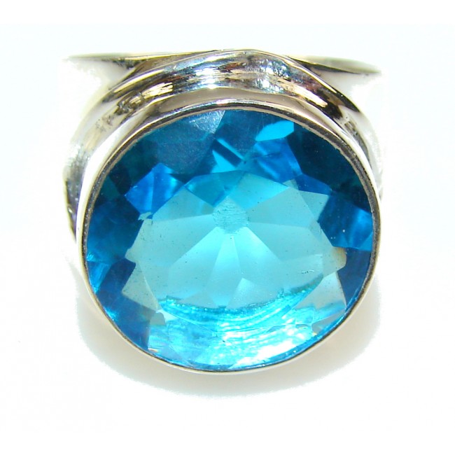Amazing Blue Quartz Sterling Silver Ring s. 8 1/2