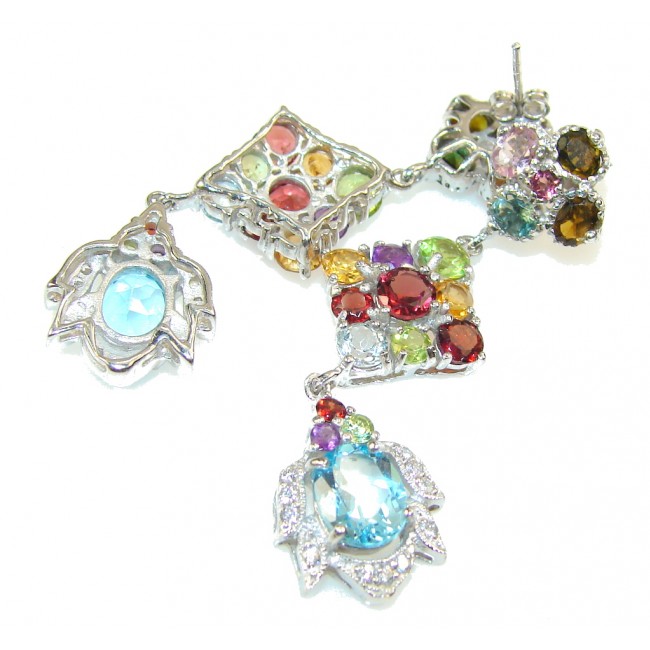 Exotic Colors Of Multigem Sterling Silver earrings