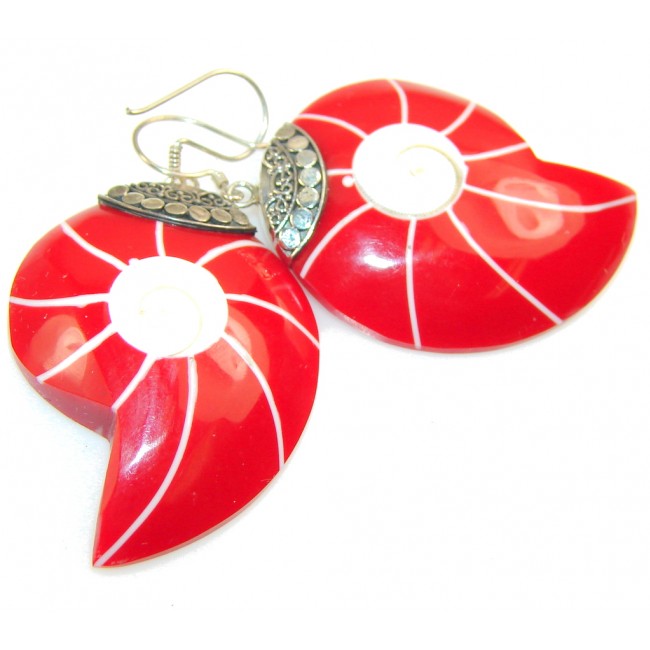 Lovely Red Shell Sterling Silver earrings