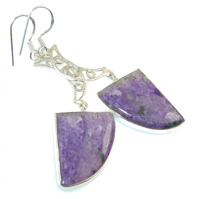 Excellent Purple Charoite Sterling Silver earrings