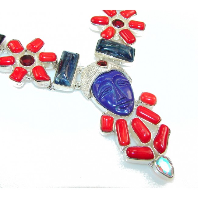 Fabulous Design!! Red Coral Sterling Silver necklace