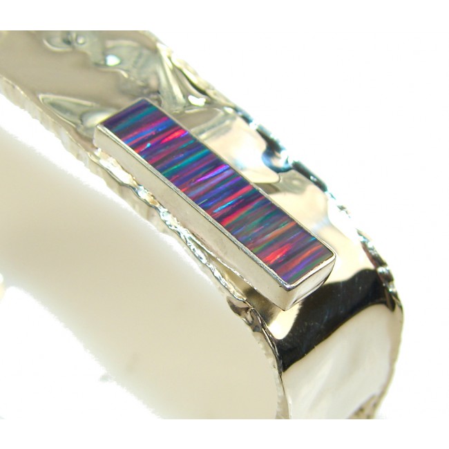 Secret Purple Fire Opal Sterling Silver Bracelet / Cuff