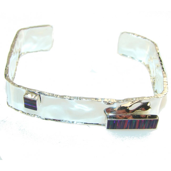 Secret Purple Fire Opal Sterling Silver Bracelet / Cuff