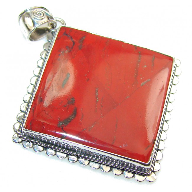 Excellent Red Jasper Sterling Silver Pendant