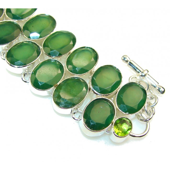 Natural Beauty!! Green Aventurine Sterling Silver Bracelet