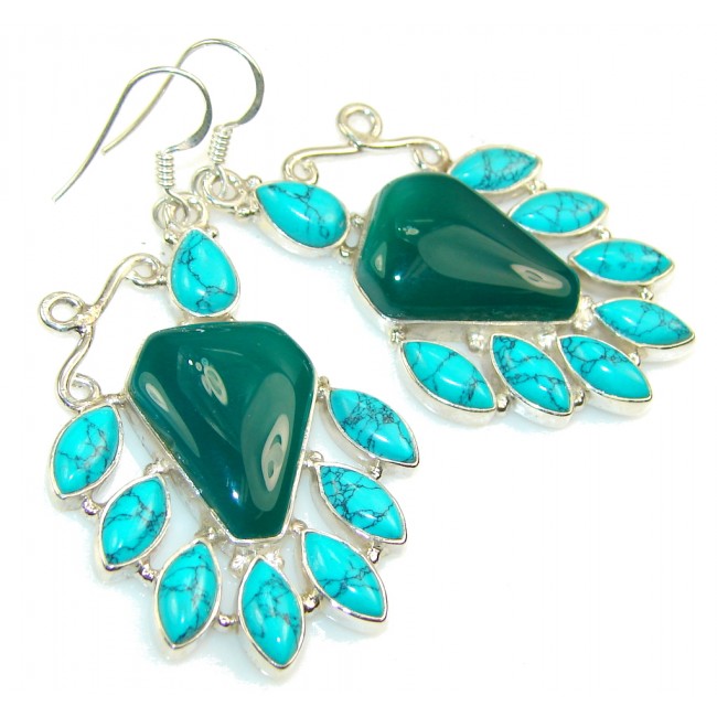 Fantastic Green Agate Sterling Silver earrings